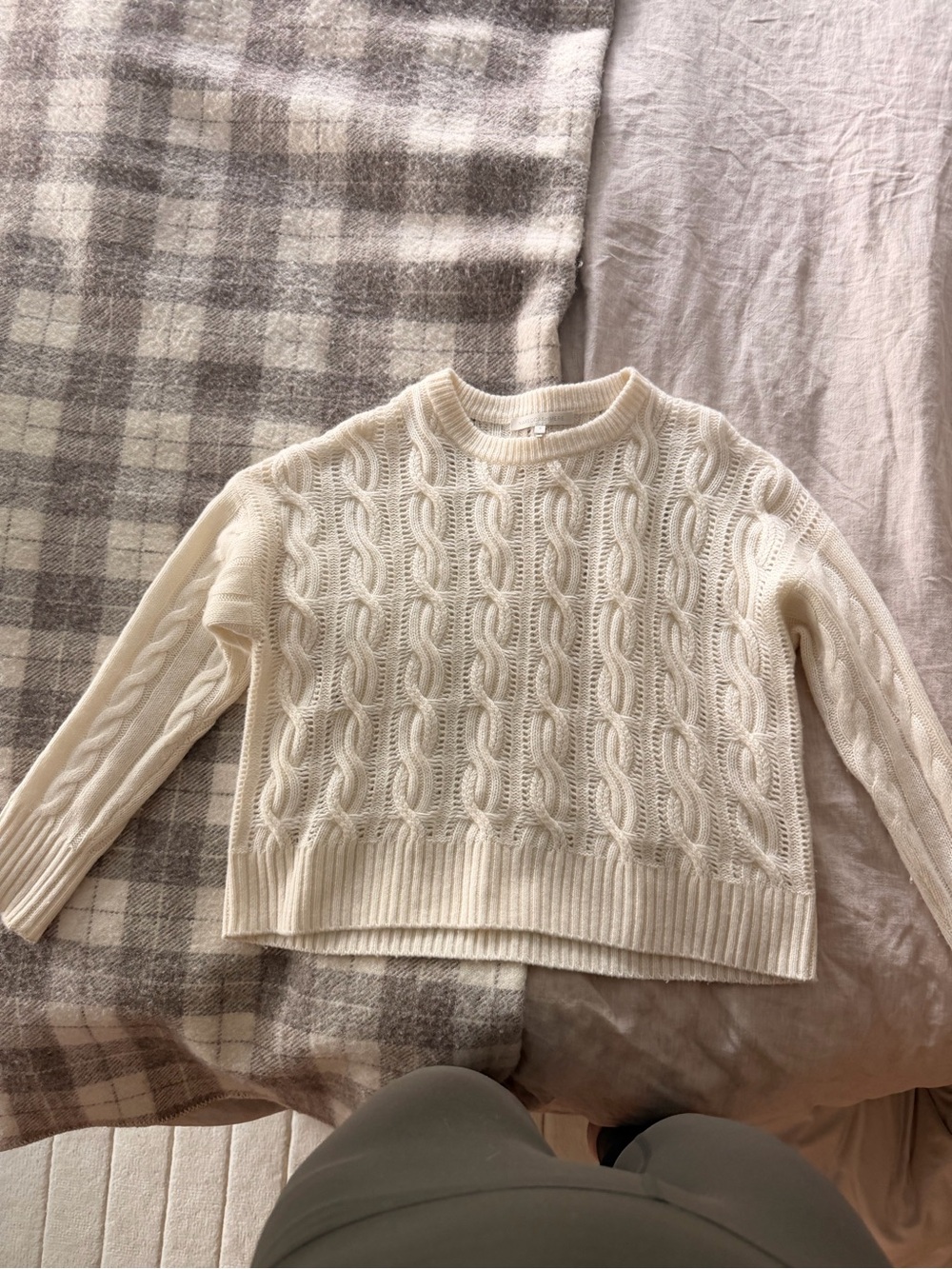 NakedCashmere Cable Knit Crewneck Sweater - Cream